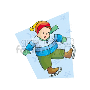 clipart - Boy of ice skates.