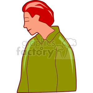 Red haired boy in a green shirt clipart. Commercial use image # 158748