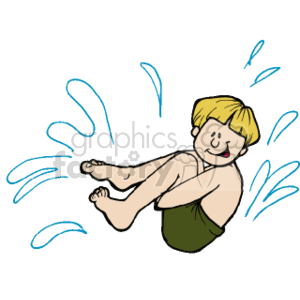 Child doing a cannonball dive clipart.