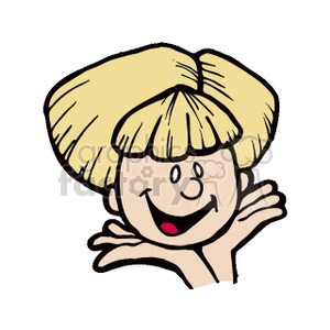Head of a blonde haired laughing girl clipart. Commercial use image # 159066