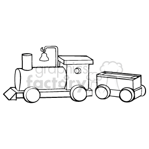 A black and white toy train with a train car clipart. Commercial use image # 159181