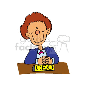 Cartoon CEO sitting at a desk clipart. Commercial use image # 159663