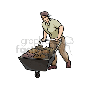Man pushing a wheelbarrow clipart. Commercial use image # 160271