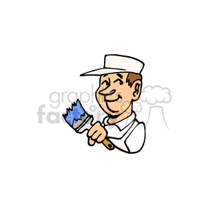 cartoon painter holding a paint brush clipart. Commercial use image # 160480