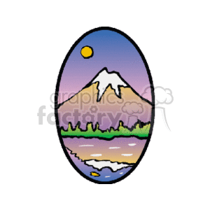   hill hills mountain mountains land tree trees forest woods  yellow_moon_over_mountain.gif Clip Art Places Landscape 
