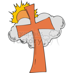 Orange cross with grey cloud with the sun behind it clipart. Royalty-free image # 164760