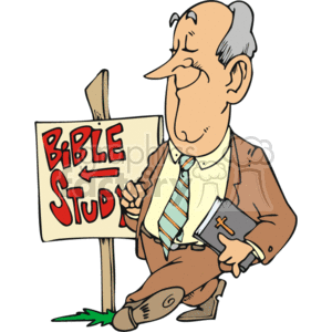 cartoon man walking to bible study clipart. Commercial use image # 164810