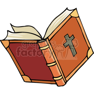 Open bible ith a cross in the cover clipart. Royalty-free image # 164955