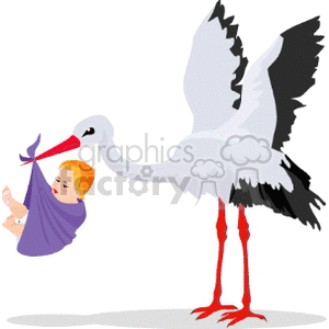 stork holding a baby clipart. Royalty-free image # 165621
