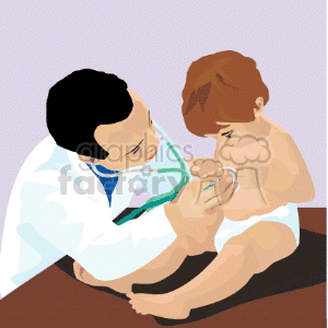   doctor doctors medical stethoscope stethoscopes baby babies health checkup  doctor002.gif Clip Art Science Health-Medicine pediatrician child children listening to heart baby