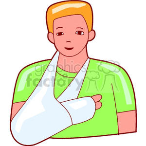 A boy with a broken arm clipart. Commercial use image # 165875