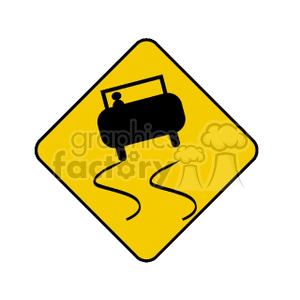   sign signs street slippery when wet road roads car cars  SLIPPERY01.gif Clip Art Signs-Symbols Road Signs 