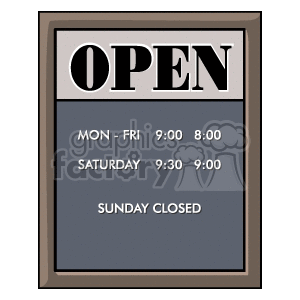 sign signs open stores store  BIS0105.gif Clip Art Signs-Symbols Signs hours operation