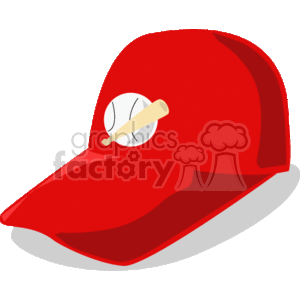 Red baseball hat with a ball and bat on it clipart. Commercial use image # 168461
