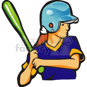 baseball player bat bats Clip Art Sports batter batters batting female girl girls