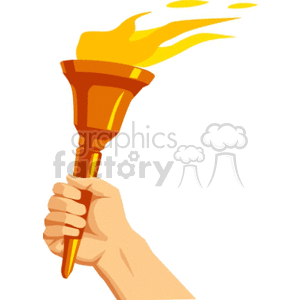Hand holding an olympic torch clipart.