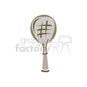 The image shows a simplified representation of a tennis racket with strings and a handle.
