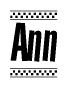 The clipart image displays the text Ann in a bold, stylized font. It is enclosed in a rectangular border with a checkerboard pattern running below and above the text, similar to a finish line in racing. 