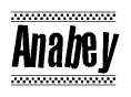 The clipart image displays the text Anabey in a bold, stylized font. It is enclosed in a rectangular border with a checkerboard pattern running below and above the text, similar to a finish line in racing. 