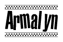 The clipart image displays the text Armalyn in a bold, stylized font. It is enclosed in a rectangular border with a checkerboard pattern running below and above the text, similar to a finish line in racing. 