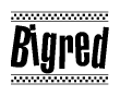 The image contains the text Bigred in a bold, stylized font, with a checkered flag pattern bordering the top and bottom of the text.