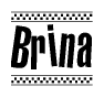 The clipart image displays the text Brina in a bold, stylized font. It is enclosed in a rectangular border with a checkerboard pattern running below and above the text, similar to a finish line in racing. 