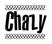 The clipart image displays the text Chazy in a bold, stylized font. It is enclosed in a rectangular border with a checkerboard pattern running below and above the text, similar to a finish line in racing. 