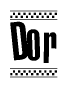 The clipart image displays the text Dor in a bold, stylized font. It is enclosed in a rectangular border with a checkerboard pattern running below and above the text, similar to a finish line in racing. 