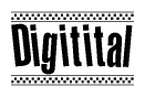 The clipart image displays the text Digitital in a bold, stylized font. It is enclosed in a rectangular border with a checkerboard pattern running below and above the text, similar to a finish line in racing. 