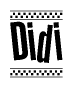 The clipart image displays the text Didi in a bold, stylized font. It is enclosed in a rectangular border with a checkerboard pattern running below and above the text, similar to a finish line in racing. 
