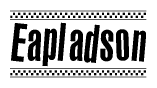 The clipart image displays the text Eapladson in a bold, stylized font. It is enclosed in a rectangular border with a checkerboard pattern running below and above the text, similar to a finish line in racing. 