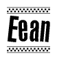 The clipart image displays the text Eean in a bold, stylized font. It is enclosed in a rectangular border with a checkerboard pattern running below and above the text, similar to a finish line in racing. 
