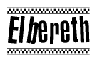 The clipart image displays the text Elbereth in a bold, stylized font. It is enclosed in a rectangular border with a checkerboard pattern running below and above the text, similar to a finish line in racing. 