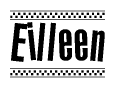 The image contains the text Eilleen in a bold, stylized font, with a checkered flag pattern bordering the top and bottom of the text.