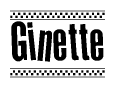 The image contains the text Ginette in a bold, stylized font, with a checkered flag pattern bordering the top and bottom of the text.
