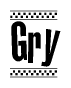 The clipart image displays the text Gry in a bold, stylized font. It is enclosed in a rectangular border with a checkerboard pattern running below and above the text, similar to a finish line in racing. 