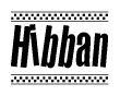 The image contains the text Hibban in a bold, stylized font, with a checkered flag pattern bordering the top and bottom of the text.