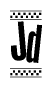 The image contains the text Jd in a bold, stylized font, with a checkered flag pattern bordering the top and bottom of the text.