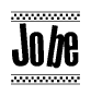 The clipart image displays the text Jobe in a bold, stylized font. It is enclosed in a rectangular border with a checkerboard pattern running below and above the text, similar to a finish line in racing. 