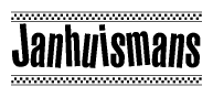The image contains the text Janhuismans in a bold, stylized font, with a checkered flag pattern bordering the top and bottom of the text.