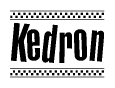 The clipart image displays the text Kedron in a bold, stylized font. It is enclosed in a rectangular border with a checkerboard pattern running below and above the text, similar to a finish line in racing. 