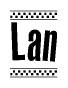 The clipart image displays the text Lan in a bold, stylized font. It is enclosed in a rectangular border with a checkerboard pattern running below and above the text, similar to a finish line in racing. 