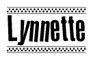 The clipart image displays the text Lynnette in a bold, stylized font. It is enclosed in a rectangular border with a checkerboard pattern running below and above the text, similar to a finish line in racing. 