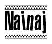 The clipart image displays the text Nainaj in a bold, stylized font. It is enclosed in a rectangular border with a checkerboard pattern running below and above the text, similar to a finish line in racing. 