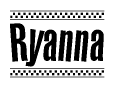 The clipart image displays the text Ryanna in a bold, stylized font. It is enclosed in a rectangular border with a checkerboard pattern running below and above the text, similar to a finish line in racing. 