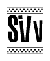 The image is a black and white clipart of the text Silv in a bold, italicized font. The text is bordered by a dotted line on the top and bottom, and there are checkered flags positioned at both ends of the text, usually associated with racing or finishing lines.