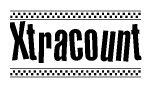 The clipart image displays the text Xtracount in a bold, stylized font. It is enclosed in a rectangular border with a checkerboard pattern running below and above the text, similar to a finish line in racing. 