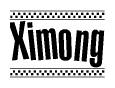 The image contains the text Ximong in a bold, stylized font, with a checkered flag pattern bordering the top and bottom of the text.