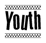 The image contains the text Youth in a bold, stylized font, with a checkered flag pattern bordering the top and bottom of the text.
