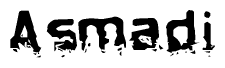 The image contains the word Asmadi in a stylized font with a static looking effect at the bottom of the words